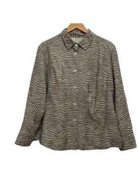 NYGARD collection linen and rayon blend blazer zebra prints plus size 16